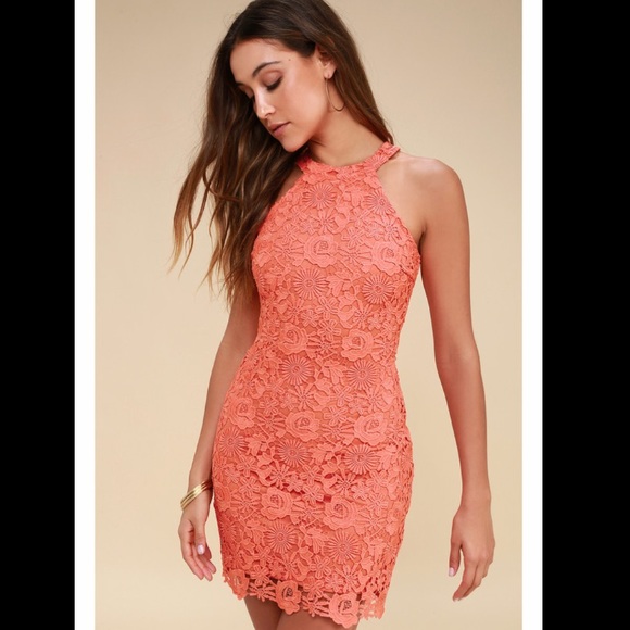 HOST PICK Lulu’s coral lace dress - Picture 2 of 8